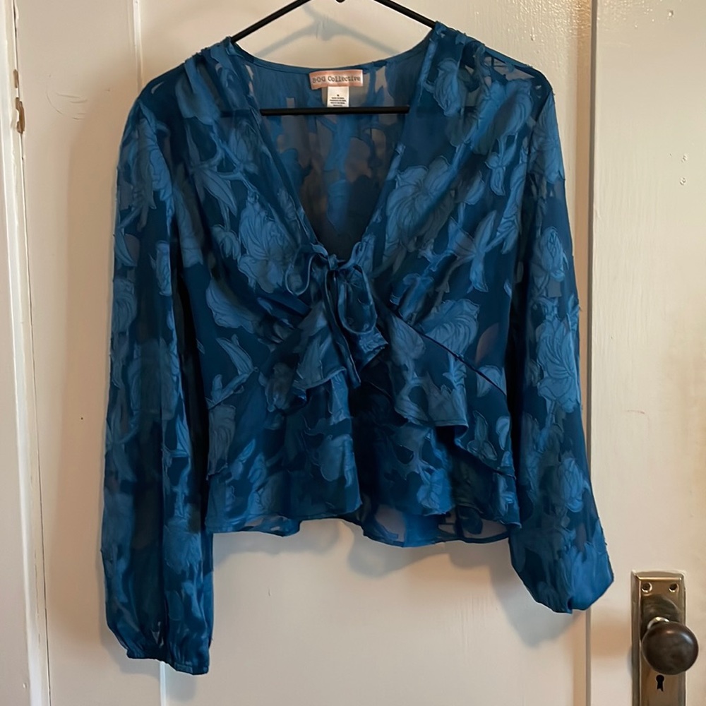 Blue long sleeve blouse